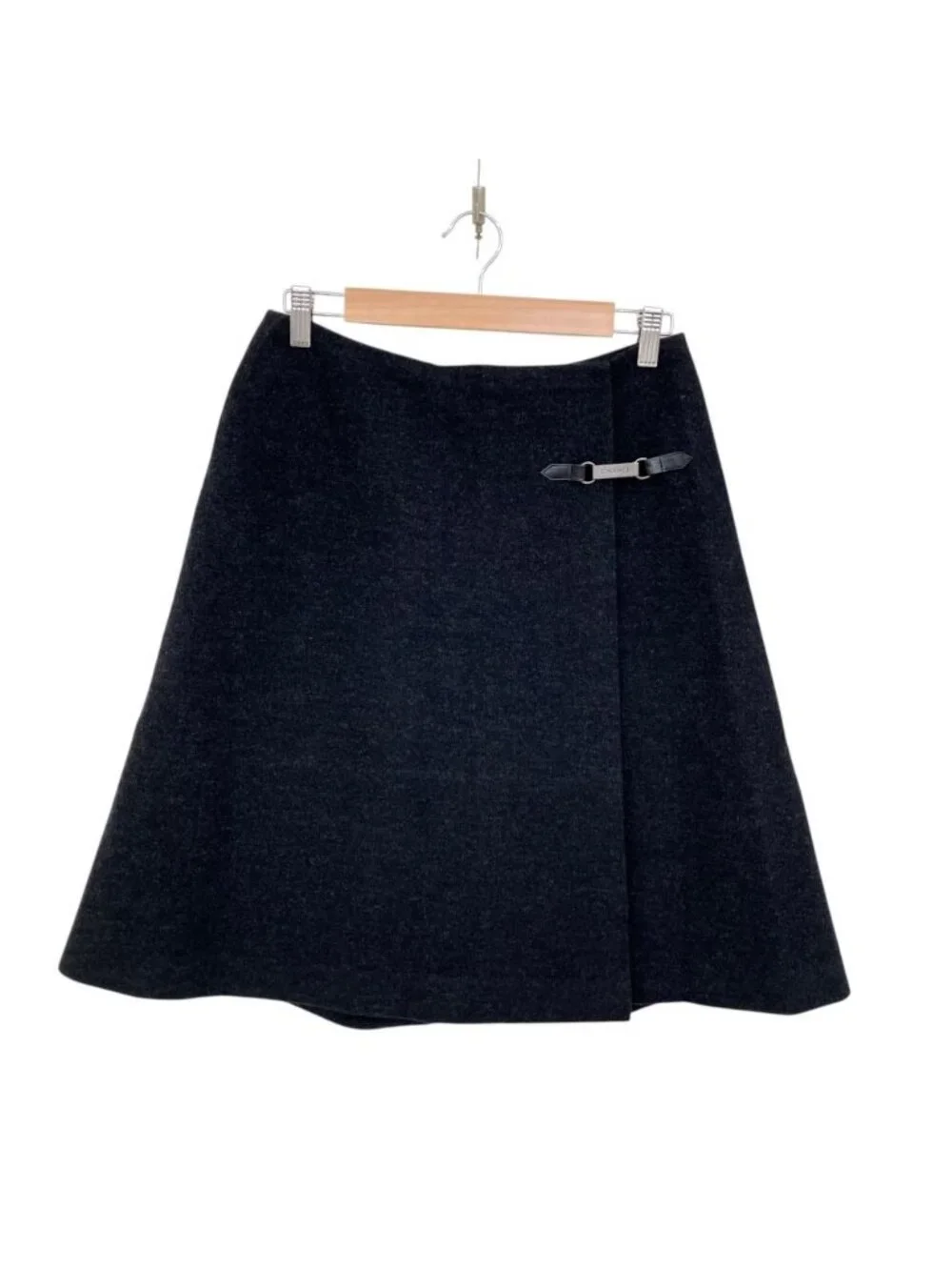 Chanel 00A Vintage Wool Cropped Jacket Wrap Skirt Set Chocol Gray